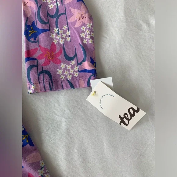 Tea Collection New With Tags Girl's Floral Knit Long Sleeve Dress- Size 14 - Picture 5 of 10